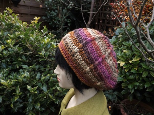 Crochet beret tan sand rose - crochet,