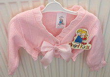 Baby Girl Bolero cardigan Knitted  bow Spanish/style Pink 3-6- 6-9 months