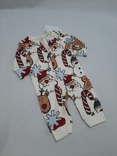Next Baby Ivory Father Christmas Print Long Sleeved Sleepsuit BNWT Size 0-3 Mths