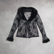 Faux Fur Trim Lace Cardigan