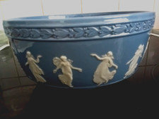 RARE WEDGWOOD BLUE WHITE JASPERWARE JASPER JARDINIERE MUSES 8 INS COMMEM 20OOyrs