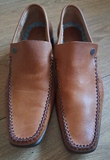 Henri lloyd leather brown slip on loafer shoe size mens 5.5