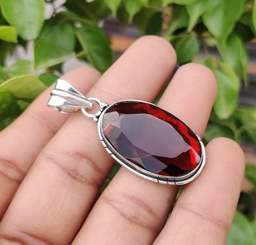 Garnet pendant 925 sterling - pendant,