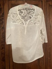 Leo Guy Blouse Made In France Size 4 M/L With Button Front & Lace On Back. EC