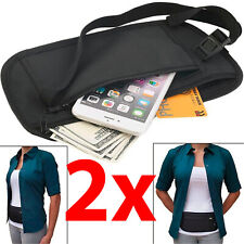2x Money Belt Travel Hidden Secret Discreet Bum Bag Waist Wallet Pouch Unisex