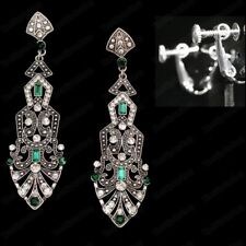 CLIP ON choose BIG SPARKLY AUSTRIAN CRYSTAL statement EARRINGS silver rhinestone