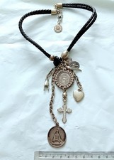 38- 40cm Bibi Charm Choker Necklace Silver Tone Ref:A574