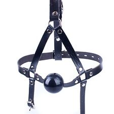 Faux Leather Head Harness Black 42mm Silicon Rubber Bondage Ball Gag