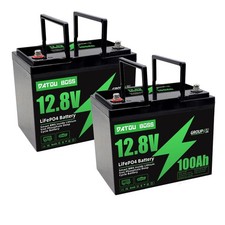 2PC 12V 100Ah LiFePO4 Lithium Battery 15000 Cycles Solar RV Marine Motorhome