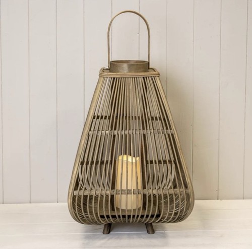 Bamboo lantern with - led, candle