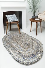 Oval Rug Denim Blue Braided