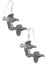 B33 Partridge English Pewter on 925 hook drop sterling silver earrings