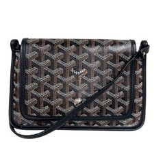 GOYARD Plume Wallet Pouch Black Goyardine Canvas Shoulder Bag Silver #OK860