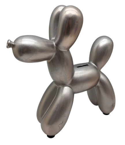 Silver metallic balloon dog - silver,