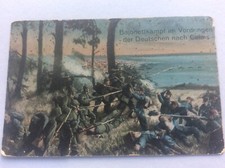 WW1 Postcard Bayonet battle in the advance of the Germans into Calais France