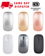 Slim Wireless Mouse Rechargeable Optical Silent Mice USB For PC Laptop UK
