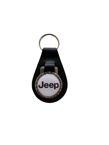 Black leather keyring fob - black,