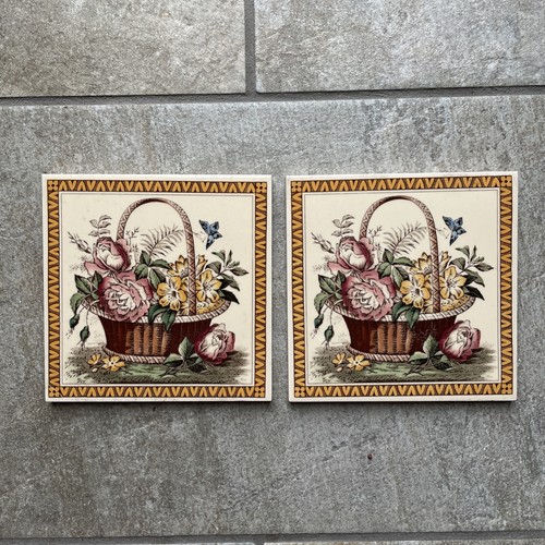 Vintage ceramic tiles floral - vintage,