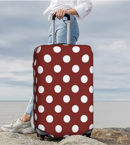 Red white polka dot luggage - polka,