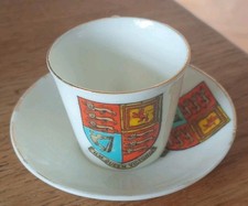 Vintage Crested China Small Tea Cup & Saucer Queen Victoria Crest WH Goss