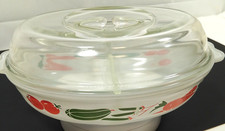 Phoenix Opalware Divider Dish Bowl With Lid Vintage 1960s Floral Pattern Oval