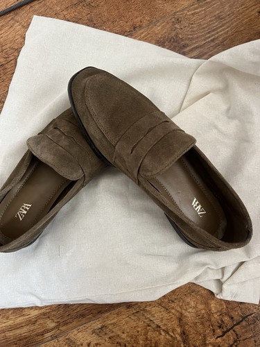 Zara flat split - split, suede