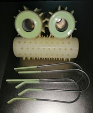 3 x CARMEN ROLLERS.  GREEN END.  WITH CLIPS.