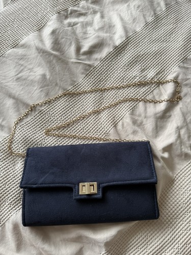Navy faux suede - navy, clutch