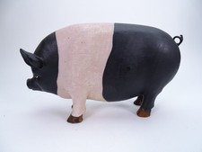 Shudehill Giftware Saddle Back Pig 10cm Tall Black and Pink Decorative Ornament
