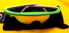 OAKLEY RAZOR BLADES FIRE IRIDIUM RETRO GREEN W WHITE ARMS & PINK NOSE SUNGLASSES