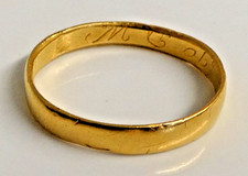 ANTIQUE 18thC 22ct GOLD POSY BAND RING Size N 1/2 Circa 1706