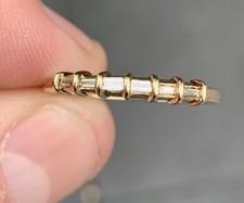 9ct Gold Diamond Fancy Champagne Six Stone Ring, Baguette Cut Diamonds 9k 375