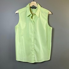 Eddie Bauer Wrinkle Resistant Button Up Sleeveless Green Top Size Large