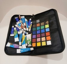 Drawing pencils, word number stencils, art essentials paint case full