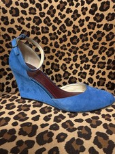Celine Blue Suede Wedge Shoes