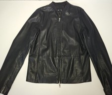 Mens Black Armani Leather Jacket, Size L