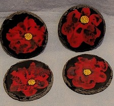 Poppy Coasters Enamel on Slate by Melina Originals
