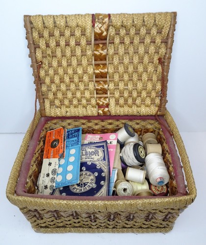 Vintage sewing basket - vintage,
