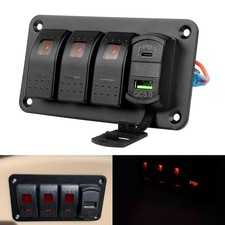 3 Gang LED Red Rocker Switch