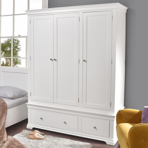 Painted white triple wardrobe - painted,
