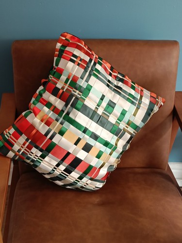 Woven satin ribbon cushion - woven,