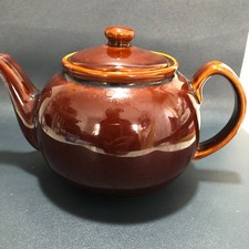 Vintage brown glazed ceramic traditional  large teapot