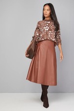Wallis Tan Midi Skirt Womens