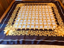 STRIKING VINTAGE HAND ROLLED SILK SCARF.  VGC.  35 x 33 INCHES.   ]