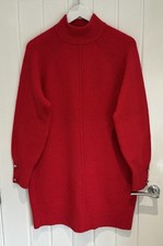 Ladies RIVER ISLAND Red Super Wool Blend Long Jumper, Size 12-14 (M), VGC