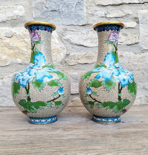 Pair large cloisonne - cloisonne, mirror