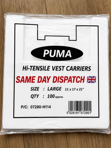 100 large white carrier bags - large,