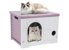 Plastic Indoor/outdoor Cat House,weather Proof , Stackable Pink/white
