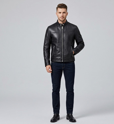 Men genuine leather jacket - genuine,