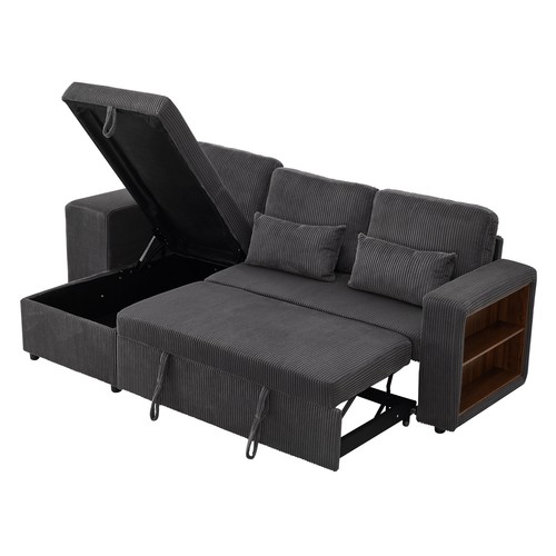 Corner sofa bed corduroy - corner, pull